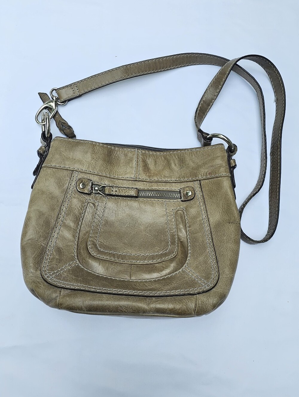 Vintage Danier Leather Crossbody Bag in Olive Brown